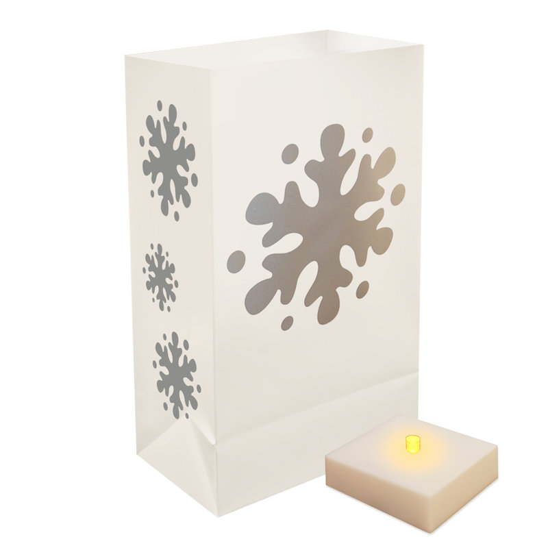 Battery Operated Luminaria Kit with Timer, Snowflake