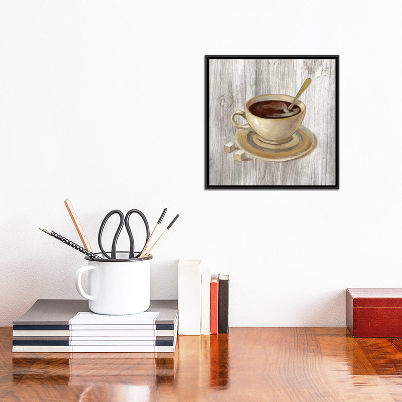 «Coffee Time VI», reproduction d'art sur toile, H 26 po x l 26 po x P 1,5 po, Toile avec cadre noir, Pas de tapis