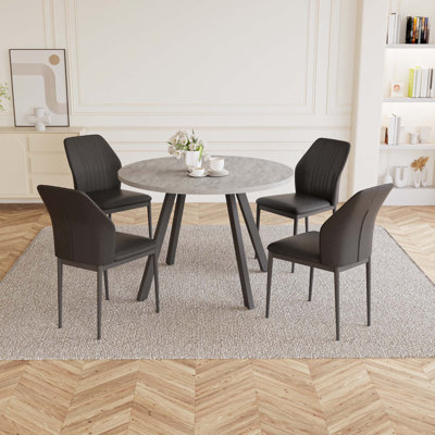 Siefert 35.4'' Round Dining Table Set, Kitchen Dining Table and 4 Dining Chairs