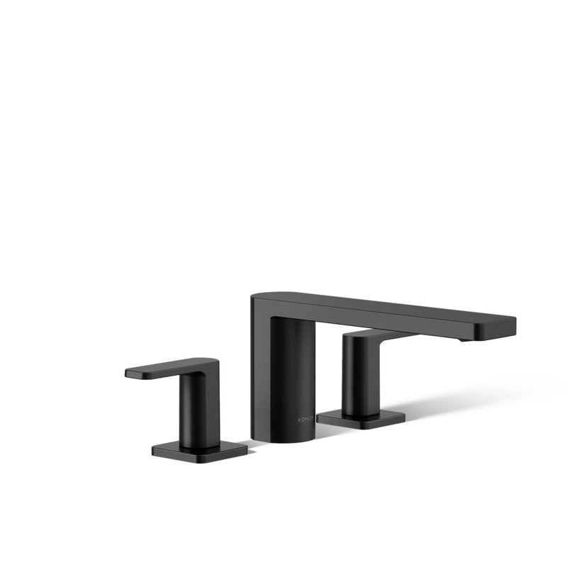 Parallel Two-Handle Deck-Mount Bath Faucet, Matte Black