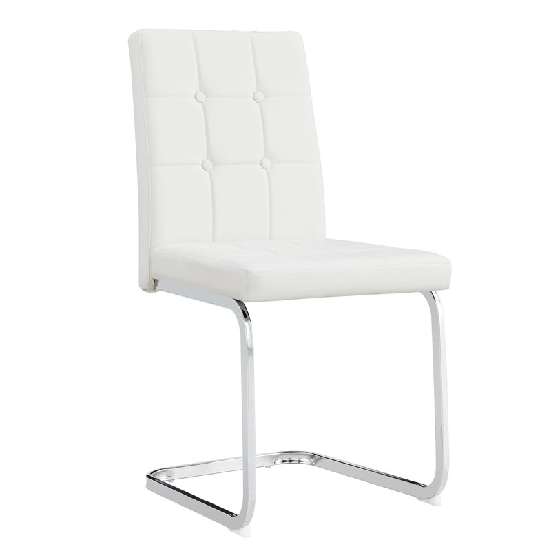 Chaise d'appoint l 18 po Darcel, Similicuir blanc
