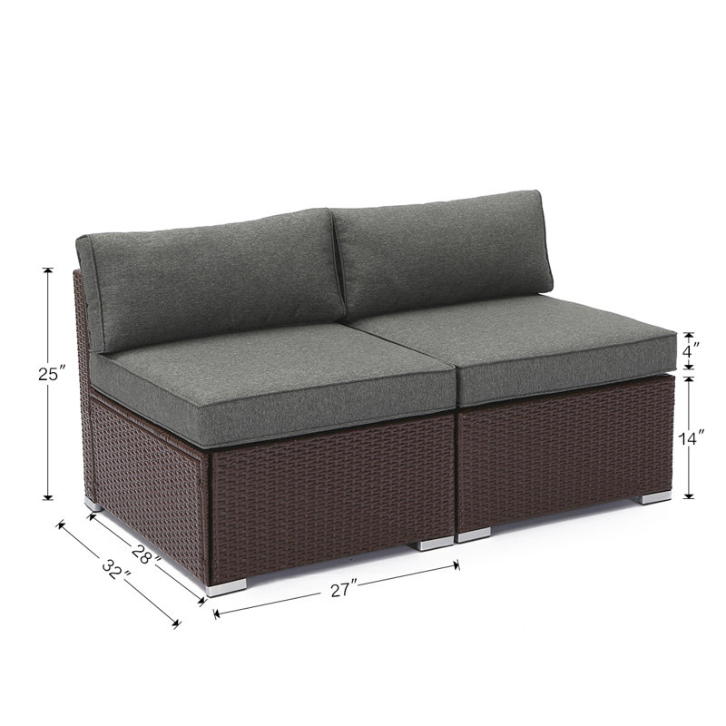 Gotthard 54'' Wide Loveseat with Cushions, Chocolate Brown, Dark Gray