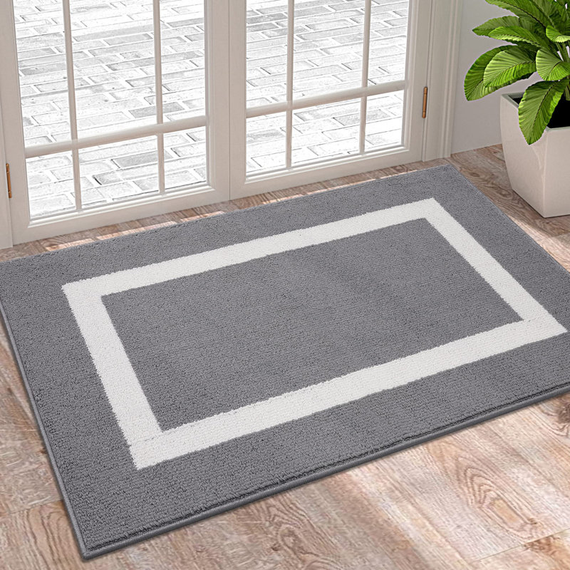 Rubber Non-Slip Indoor Outdoor Door Mat, 15" W x 24" L, Gray