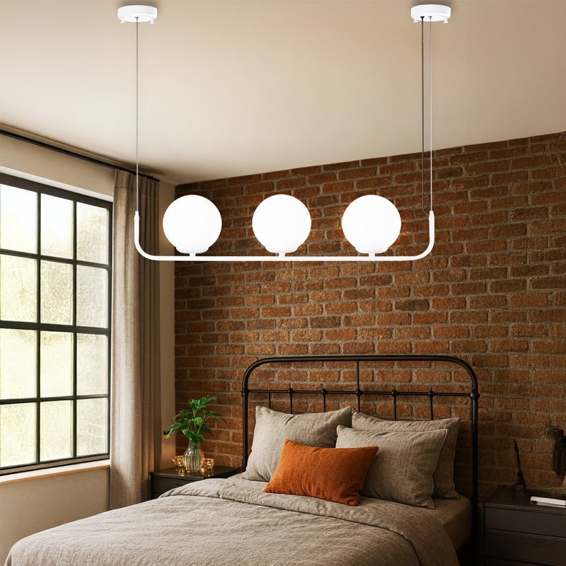 Luminaire suspendu pour îlot de cuisine 3 lumières, Blanc