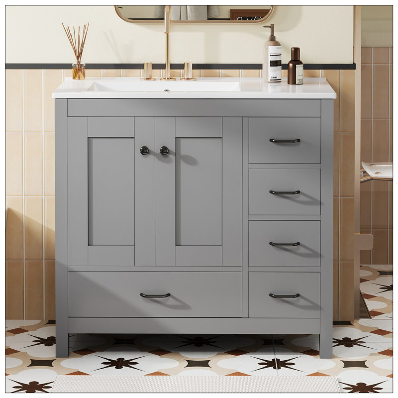 Meuble-lavabo pour salle de bain, Gris