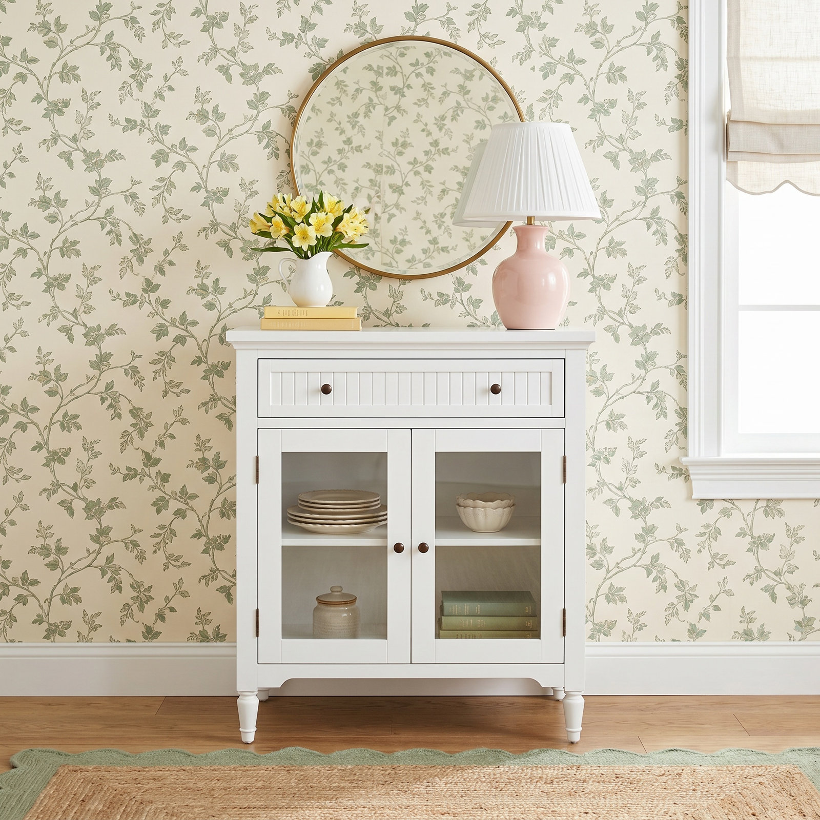 Pearce 32" Glass Door Accent Cabinet, White
