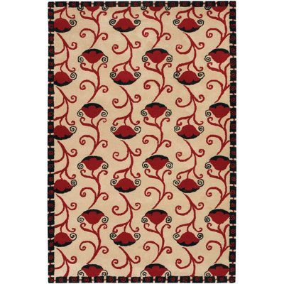 Janelle Style Wool Floral Area Rug