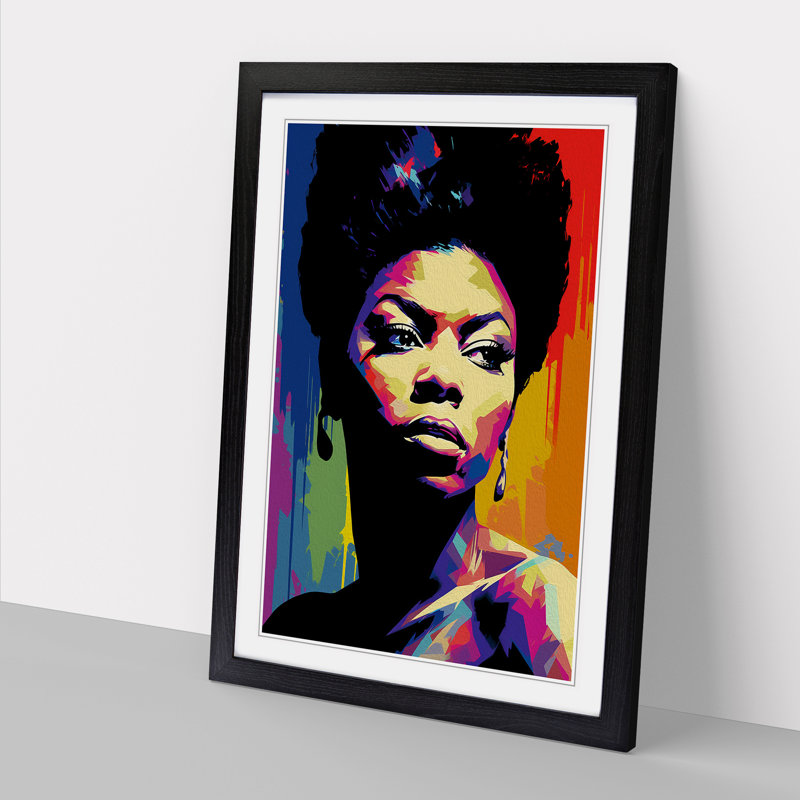 Nina Simone Futurism - Single Picture Frame Print on Wood, Black Framed, 64cm H x 46cm W x 2cm D