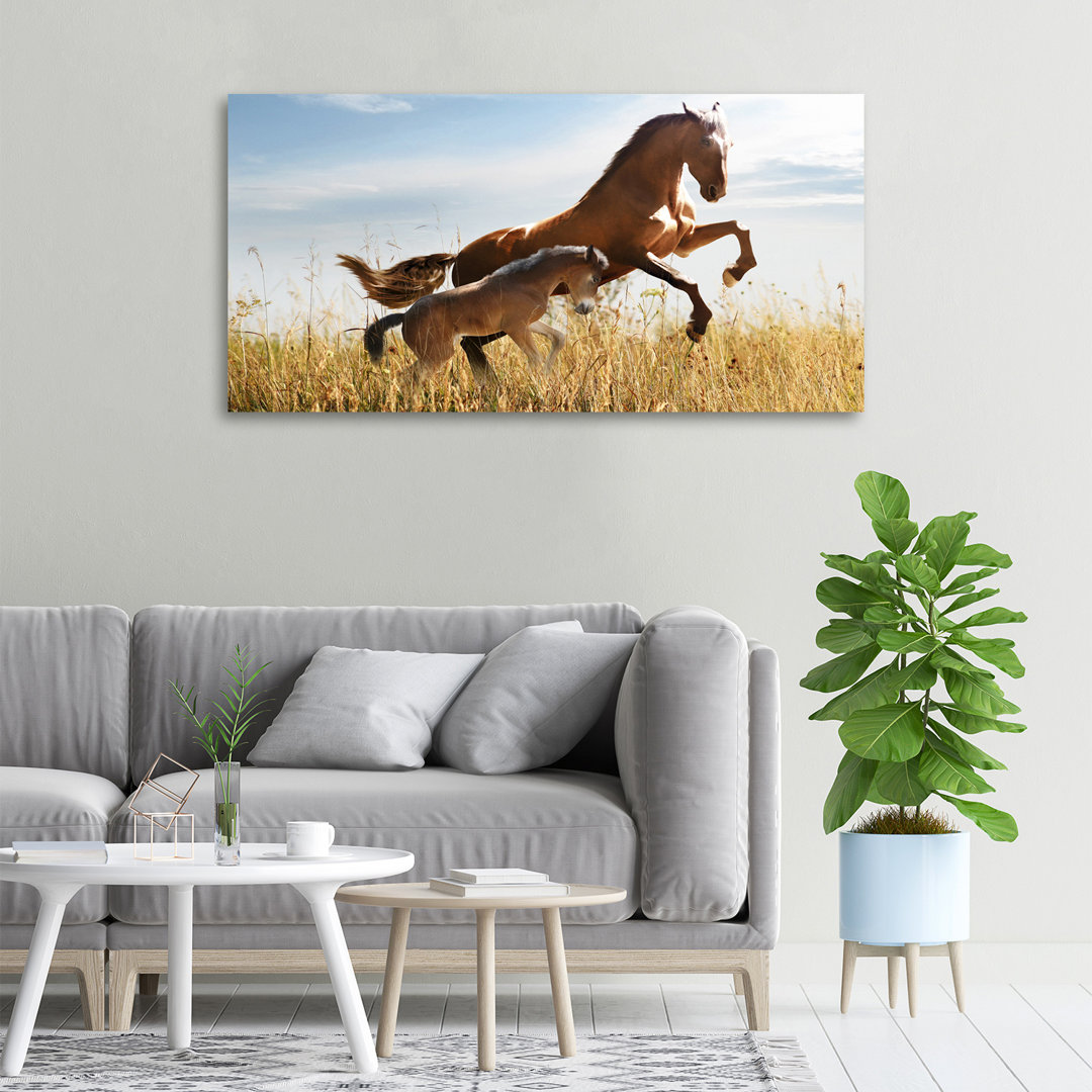 Stute mit Fohlen - Kunstdrucke auf Leinwand - Wrapped Canvas