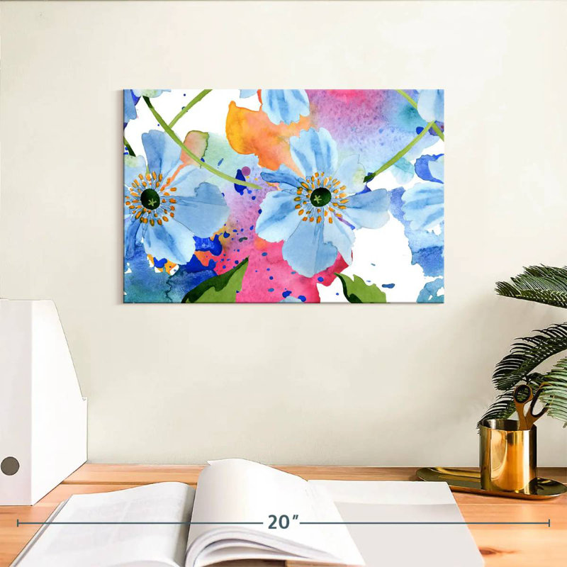 Harnek fleurs tropicales bleues, H 8 po x l 12 po