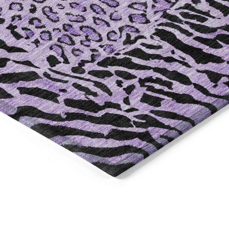 Tapis d'intérieur lavable à imprimé animal 5 pi x 8 pi mauve