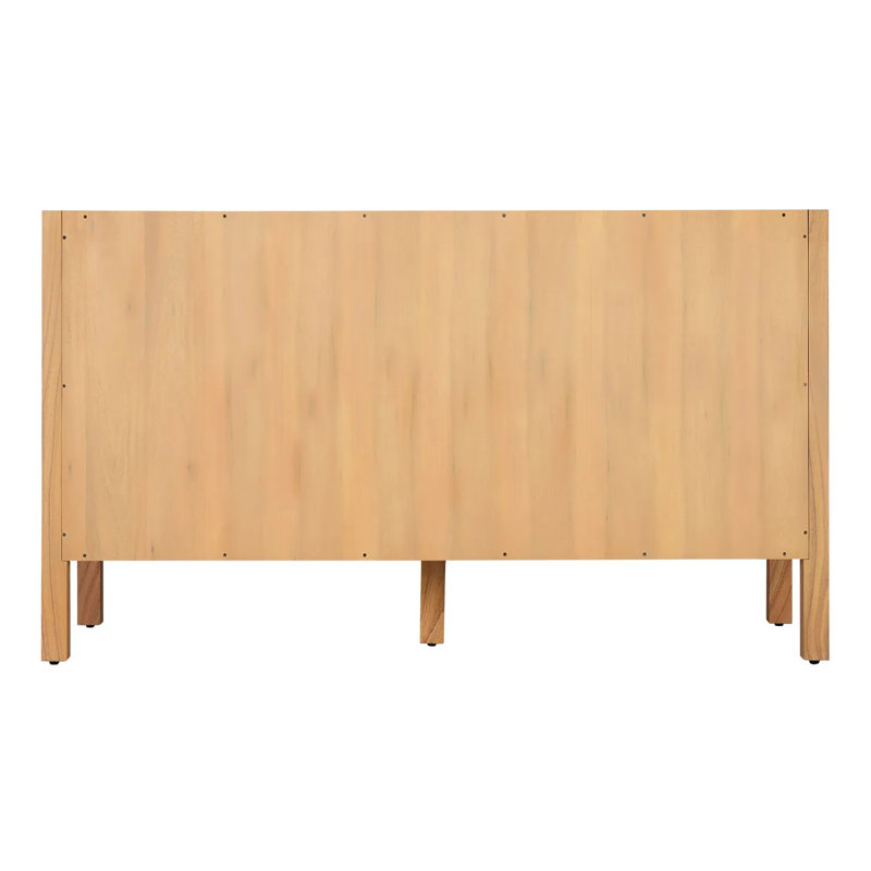 60" Natural Wood Double Bathroom Vanity with Arctic White Quartz Top