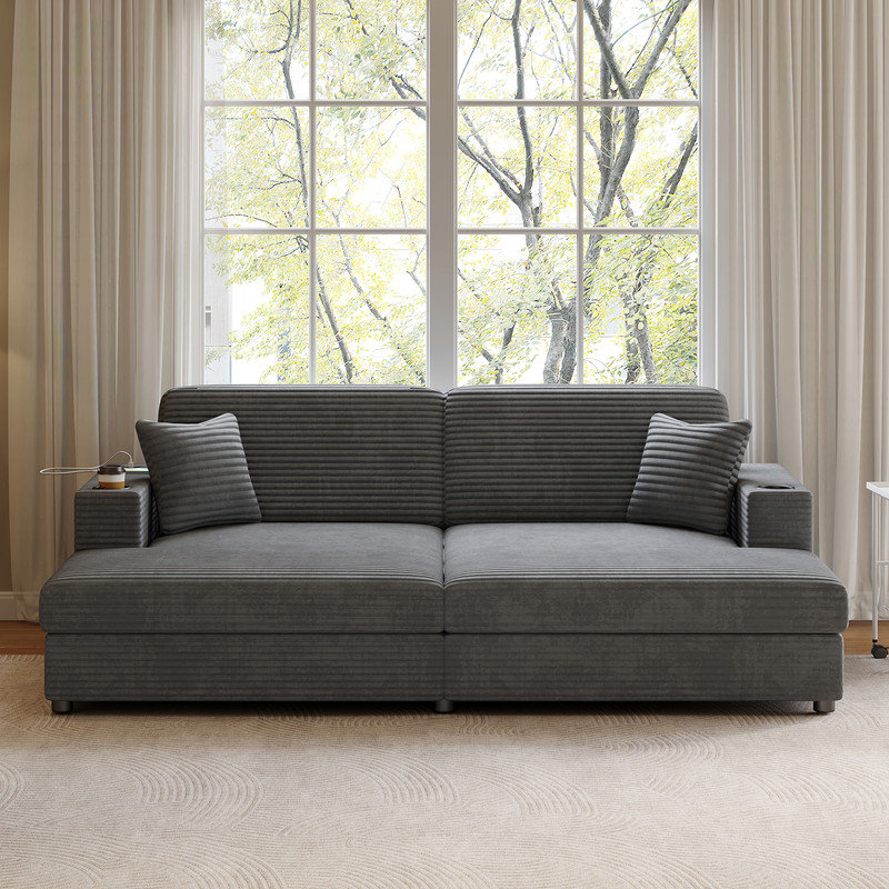 86.5'' Upholstered Sofa, Dark Gray