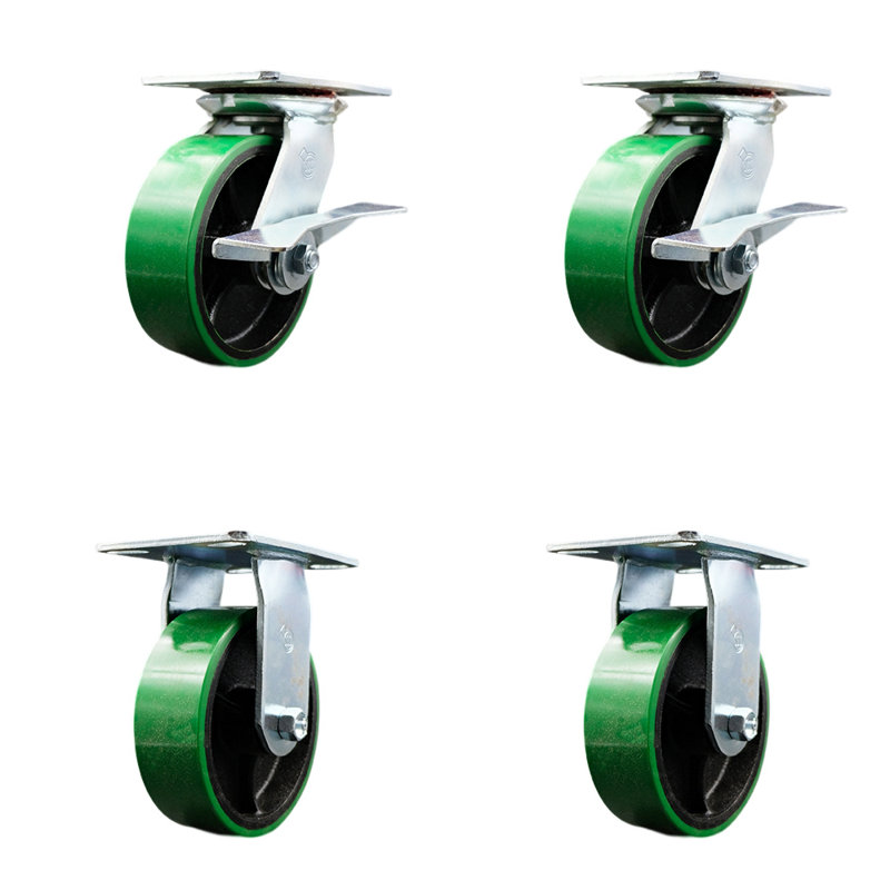 Poly on Cast Iron Caster, Green