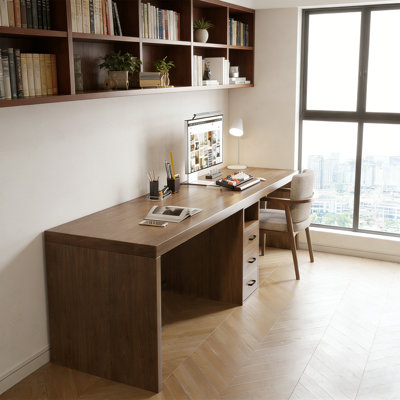 Minimalist Solid Wood Brown Rectangle Desk