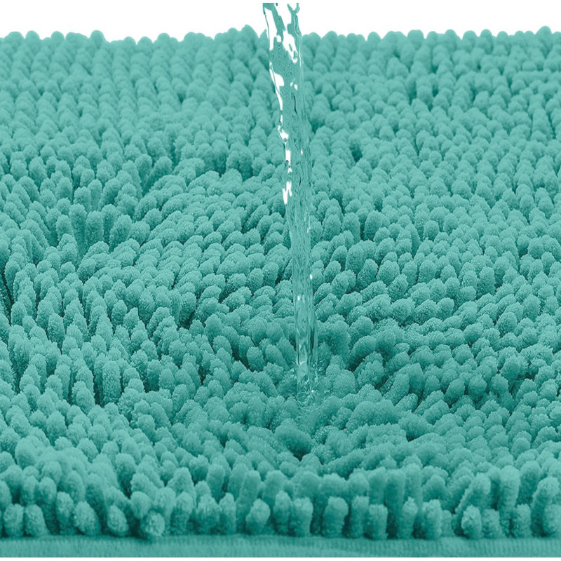 Ensemble de 2 tapis de salle de bain en chenille douce et moelleuse en chenille, Bleu