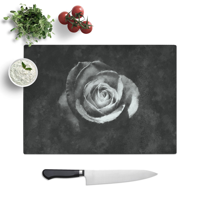 Tempered Glass Rose Rodion Kutsaev Chopping Board, 28.5 cm x 39 cm