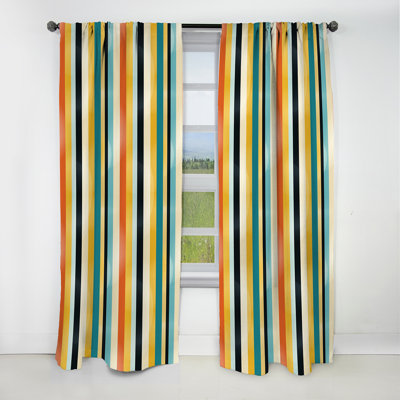 Midcentury Stripes Revived - Midcentury Curtain - Blackout Geometric Curtain - 1 Panels