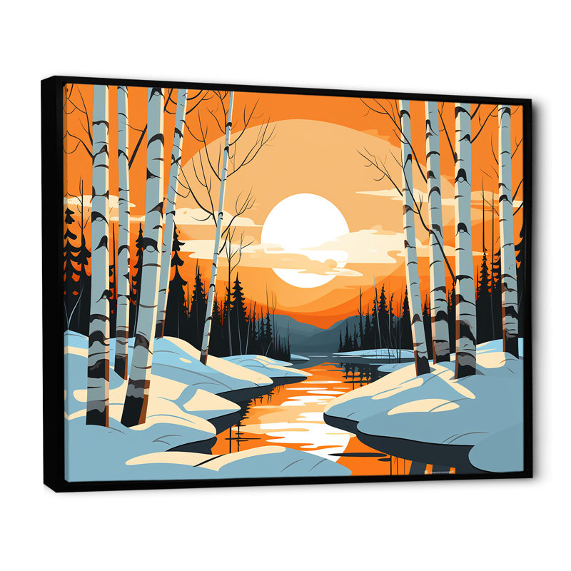Paysage d'hiver Bolt - Paysage d'hiver, Cadre flottant noir, H 34 po x l 44 po x P 1,5 po