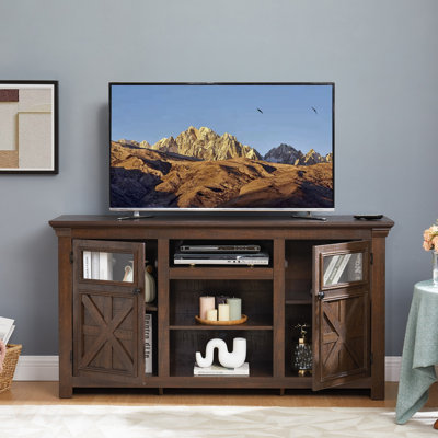 Armoire de ferme à 2 portes, meuble télé de style campagnard, meuble télé de style campagne moderne, grande console de cinéma maison d'inspiration grange, l 60,23 po x P 15,35 po x H 31,7 po