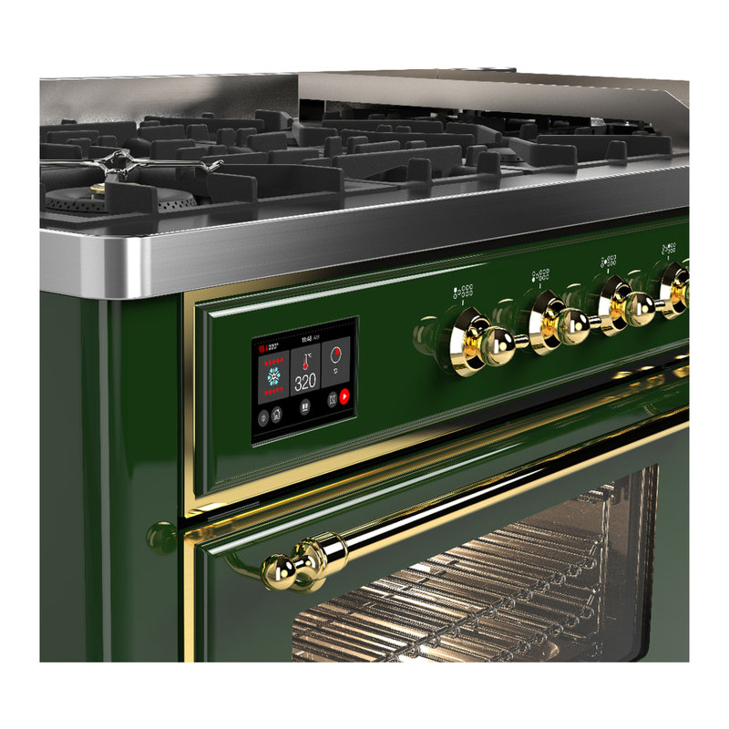 Majestic III Series 60 Inch Dual Fuel Range with 7 Sealed Burners, Griddle, in Blue Grey (Liquid Propane, Burnished Trim)