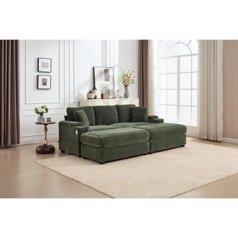 Ensemble de canapé-lit modulaire convertible combiné avec rangement pour accoudoirs, porte-gobelets et ports USB pour le salon, le loft, un appartement et un bureau