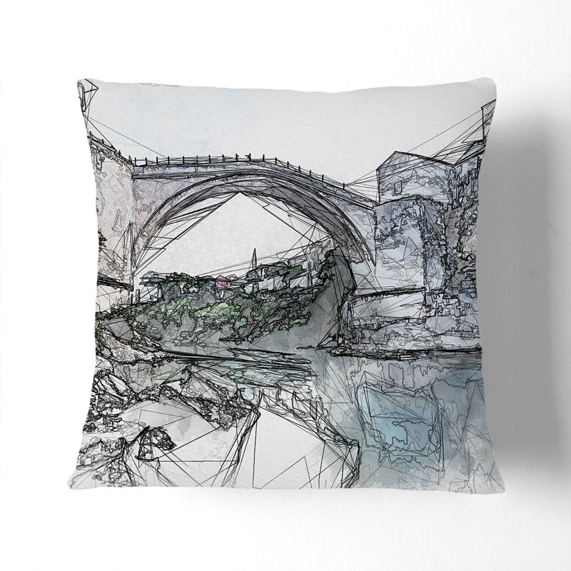 Abstract Square Throw Cushion, 55cm H x 55cm W x 20cm D, White