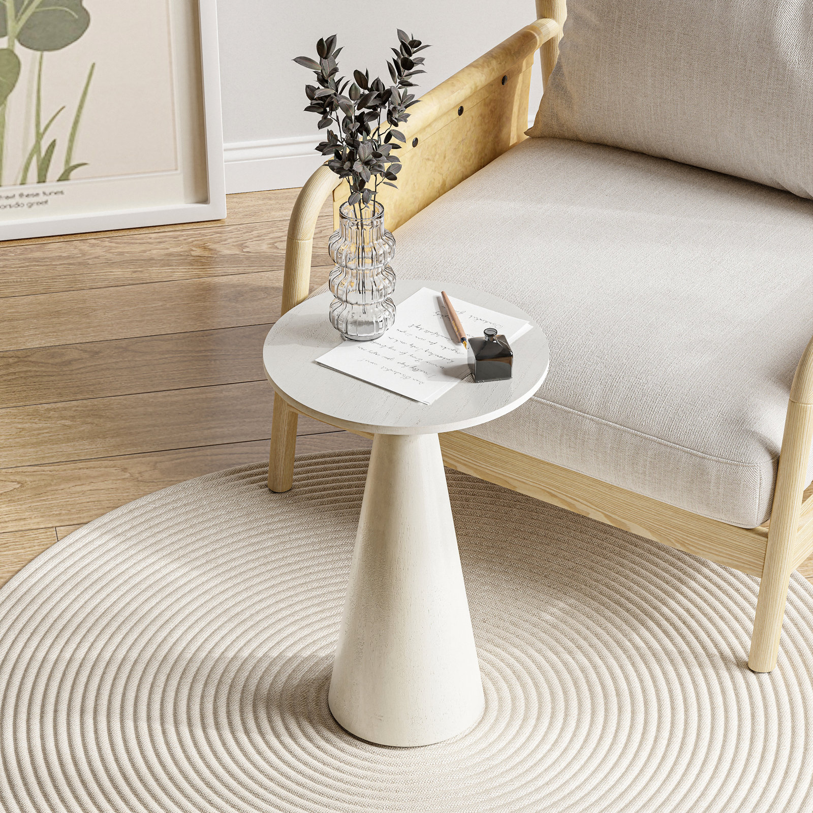 Bozovich Solid Wood End Table, White, 19.5" H x 13.5" W x 13.5" D