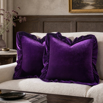 Housses de coussin décoratives à volants en velours doux, housses de coussin décoratives pour canapé et salon
