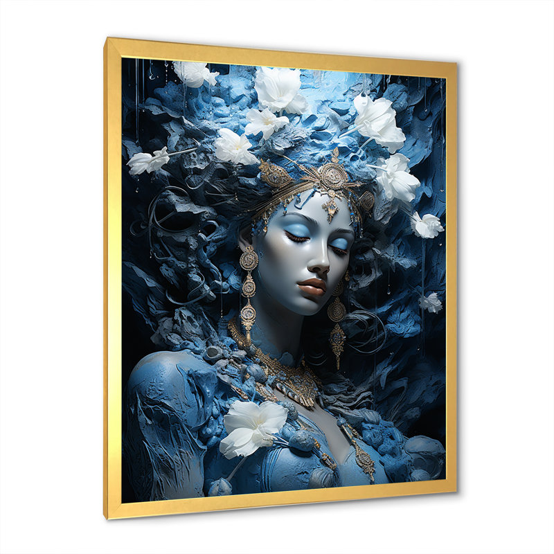 «Hindu Woman Atman Spirit Abyss», reproduction d'art sur toile, Cadre doré simple, H 32 po x l 24 po x P 1 po