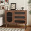 Armoire décorative avec 3 tiroirs et porte, armoire de rangement en bois avec tablettes, buffet de salon, vestibule, naturel