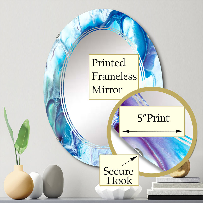 Miroir mural bleu et mauve abstrait - moderne, 30 po x 20 po