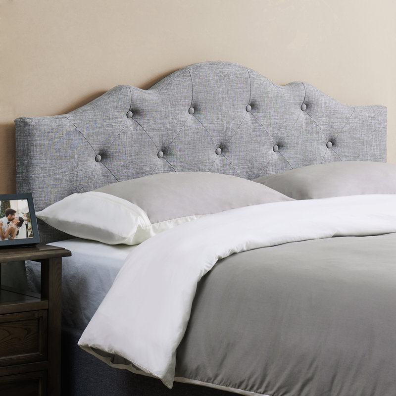 Tête de lit tapissier Jalia, gris, Double / Grand