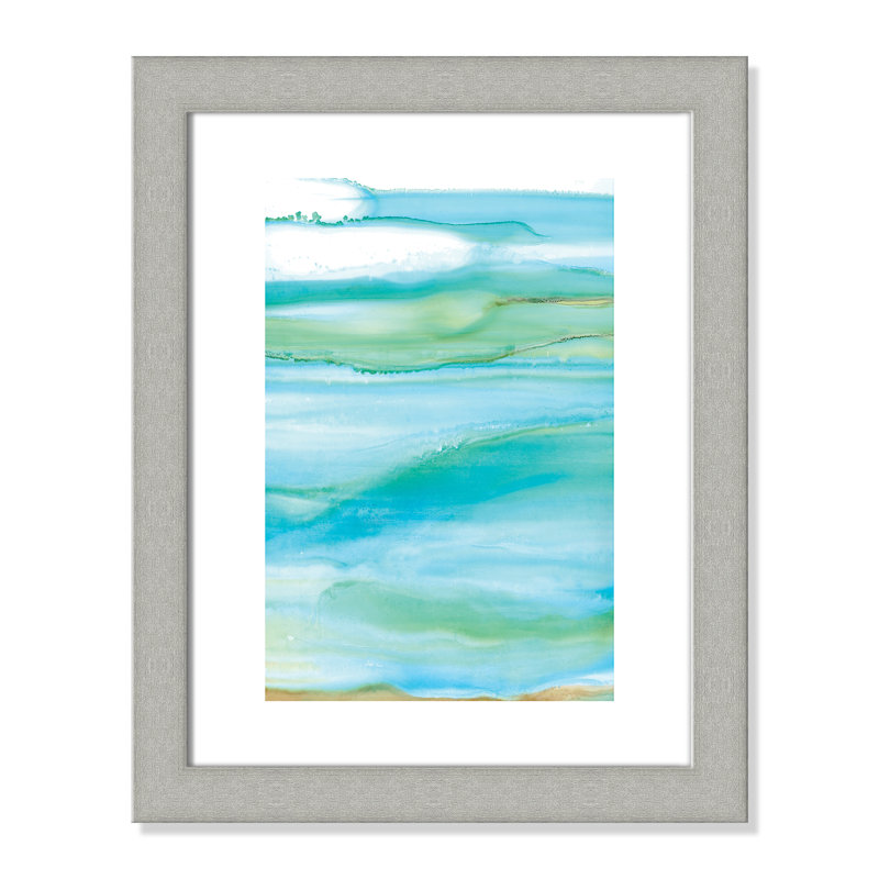 Coastal Abstract I - peinture encadrée, H 20,5 po x l 16,5 po x P 1,25 po, Encadrement argent brossé