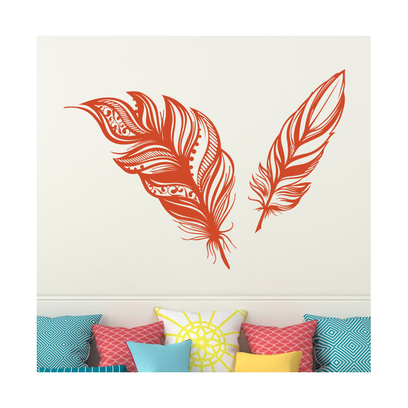 Adhésif décoratif plumes, H 22 po x l 31 po, Orange