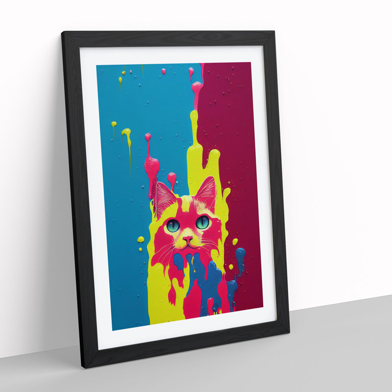 Cat In No.5 - Single Picture Frame Print, Black, 64cm H x 46cm W x 2cm D