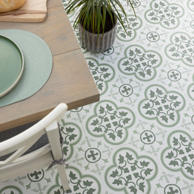 Remy Green 30.48 x 30.48cm Self-adhesive Vinyl Floor Tiles Pack 10 (0.93sqm)