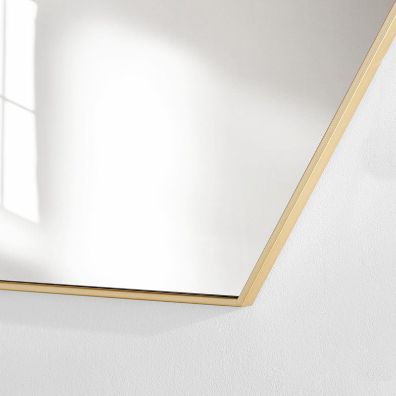 Sabine Metal Hexagon Wall Mirror, Brass, 35" x 41"