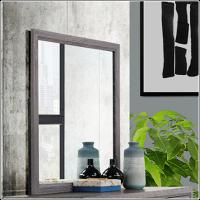 Mirage Foil Mirror With Contemporary Wood Trim, Enhancing Modern Home Decor And Space Perception