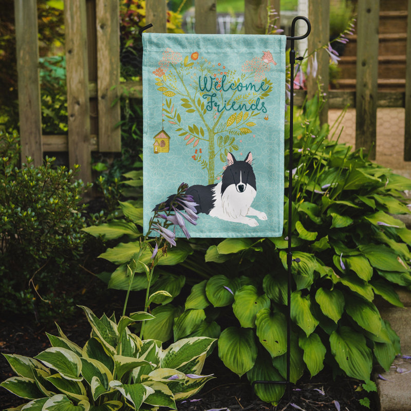 « welcome », un polyester de 2 côtés en polyester de 15 x 11 po drapeau de jardin, Collie noir