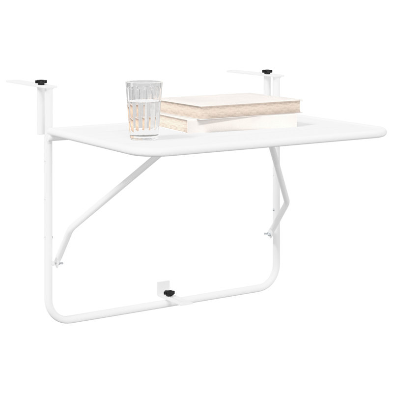 Balcony Table Metal Medium Collapsible Patio Table, WWhite