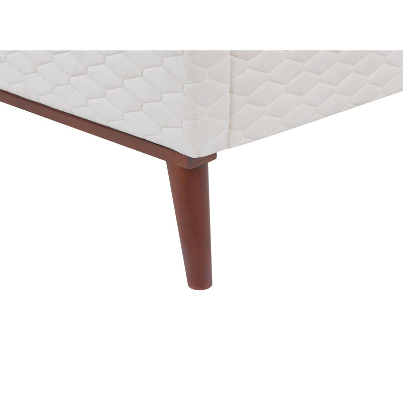 Adamira Upholstered Velvet Bed, European Single (90 x 200cm), Brown/White