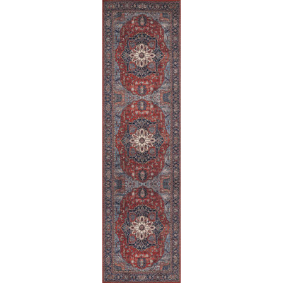 Geetha Oriental Red/Blue Area Rug