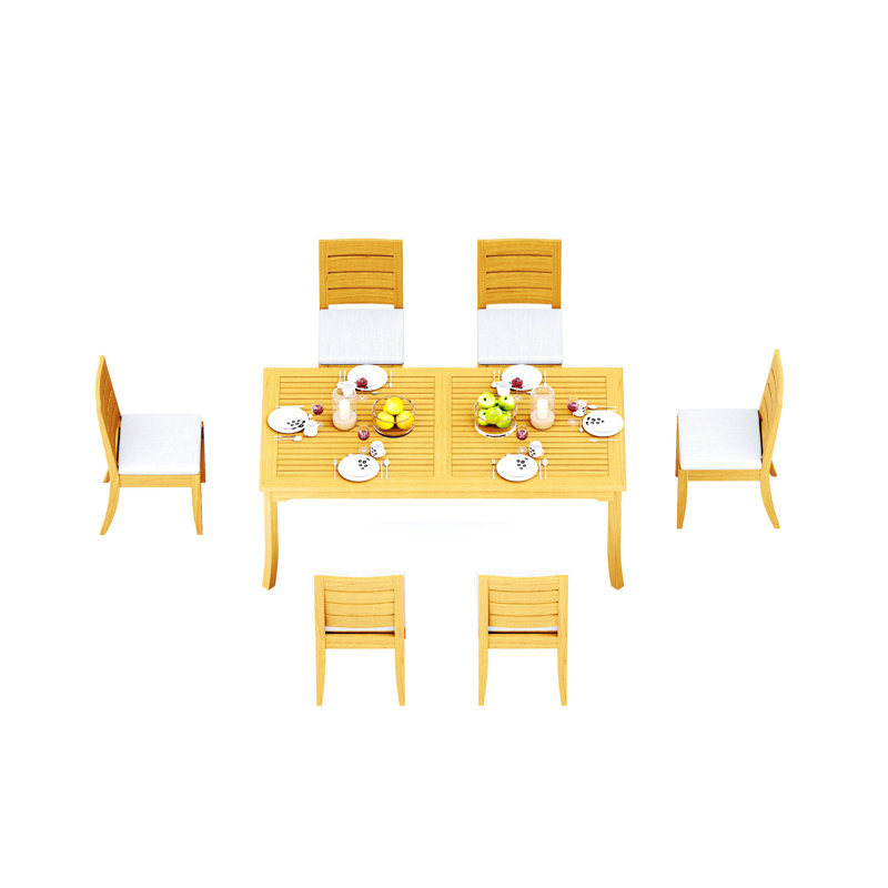 7 Pcs Grade-A Teak Wood Dining Set: 83" Rectangle Table And 6 Atnas  Armless Chairs #11AT1800, 6