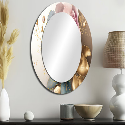 Miroir mural rose et doré Camellia Flower II - Rose