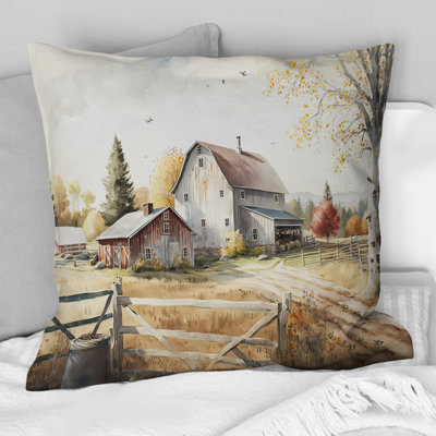 Beautiful Barn In Spring II - Farmhouse Printed Throw Pillow
