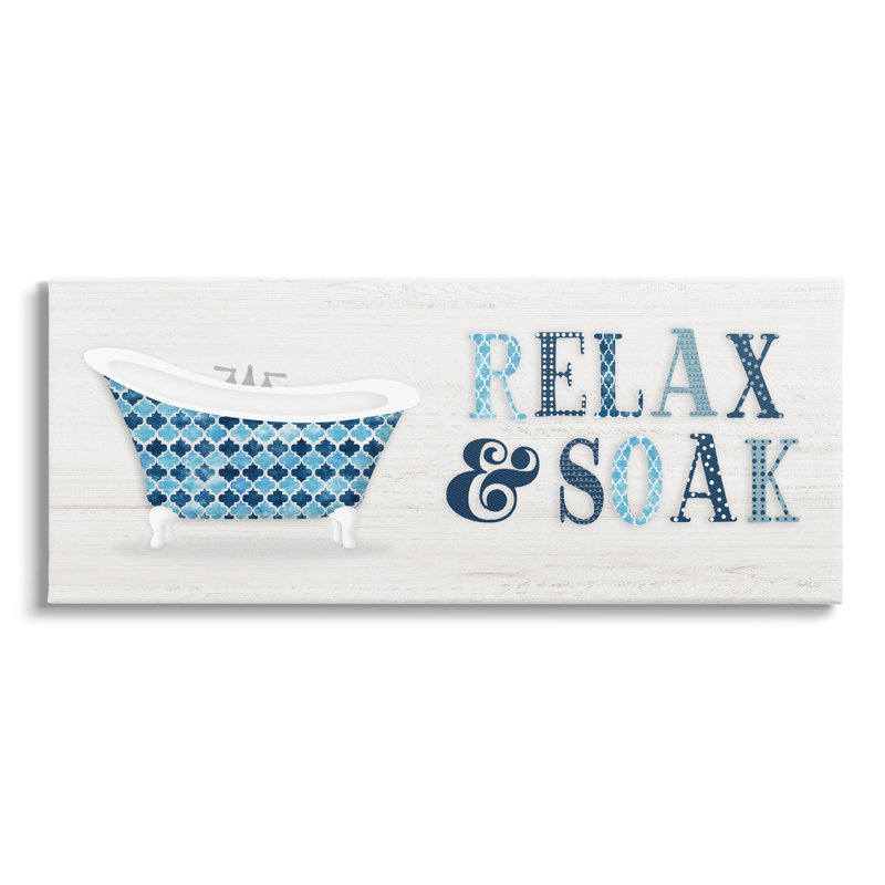 Enseigne de salle de bain Soak Relax, Toile tendue, H 24 po x l 10 po
