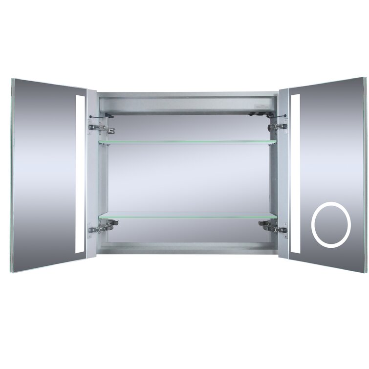 Boost-M1 44 W x 30 H Light Medicine Cabinet Recessed or Surface Mount Aluminum Adjustable Shelves Vanity Mirror Cabinet