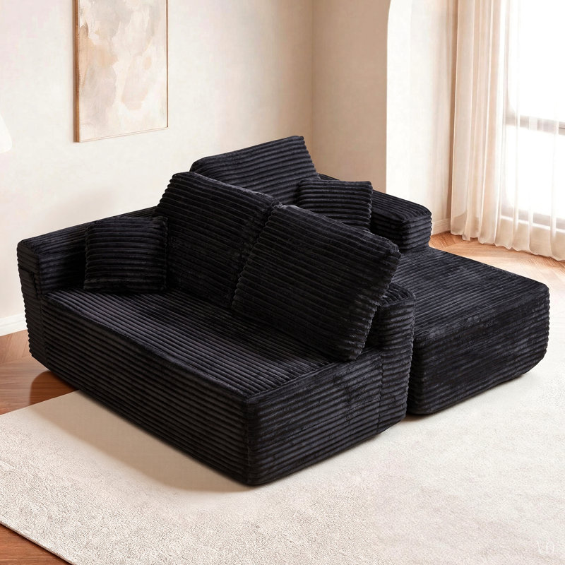 Canapé d'angle Cloud de 254 cm avec méridienne en L, canapé modulaire moderne à assise profonde, aucun assemblage requis, emballage compressé, ressorts ensachés et mousse, tissu moelleux
