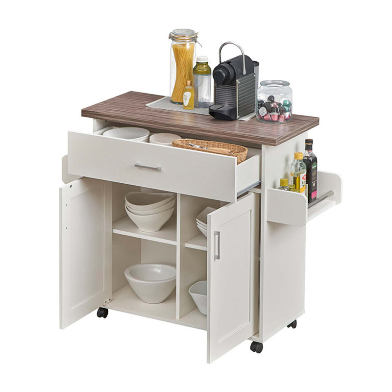 Chariot de cuisine pour îlot de cuisine avec plateau résistant à l'eau, armoires de rangement et porte-épices Techni Home